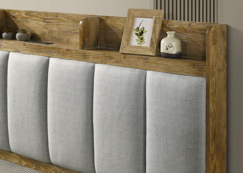 Light Aspen Oak Queen Bed