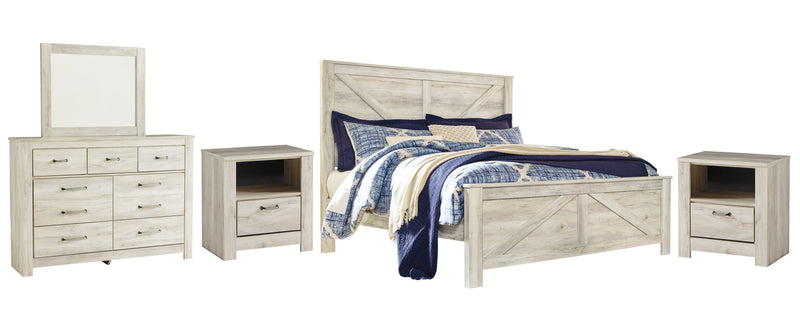 Ashley Furniture Bellaby bedroom set featuring a modern bed frame, matching nightstands, and coordinated bedroom decor.
