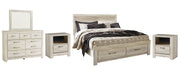 Ashley Furniture Bellaby bedroom set with a modern bed frame, matching nightstands, and a stylish dresser in a cozy bedroom scene.