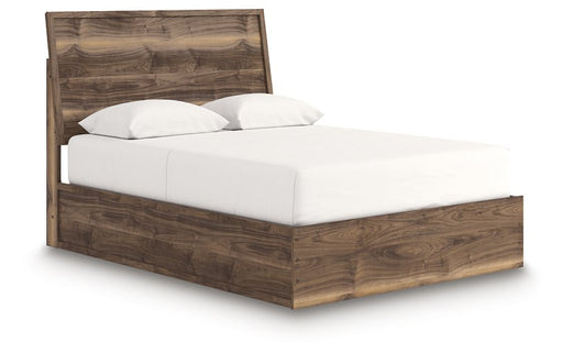 Ashley Furniture Chirason Bed with a sleek wooden frame and modern design, shown from an angled side view.