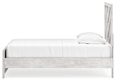 Ashley Furniture Cayboni Bed with dark wood finish, showcasing the side view of its elegant, modern bedroom design.