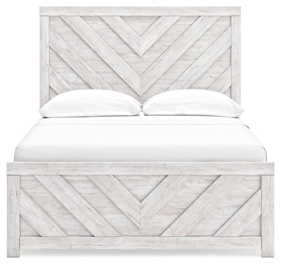 Ashley Furniture Cayboni Bed with headboard, featuring a modern design and wood finish, shown from a head-on view.