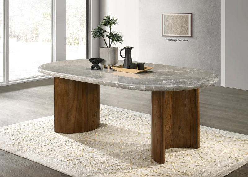 D071 Dark Walnut Rectangular Dining Table Top Color-Pandpra Marble