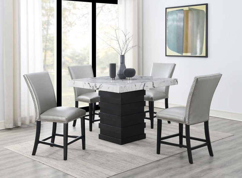 D138 Counter Table With 4 Leather Chairs