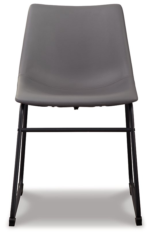 Ashley Furniture Centiar dining chair with dark wood legs and upholstered seat, shown from a front head-on view.