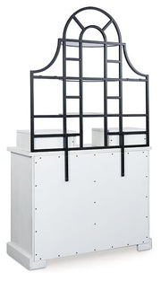 Ashley Furniture Greddinton baker's rack hutch with open shelves and decorative wood design, ideal for kitchen or dining room storage.