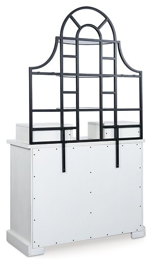 Ashley Furniture Greddinton baker's rack hutch with open shelves and decorative wood design, ideal for kitchen or dining room storage.