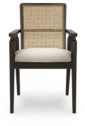 Ashley Furniture Galliden dining room set with a table and matching chairs, shown from a front head-on perspective.