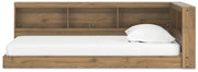 Ashley Furniture Deanlow Bed with a sleek wooden frame and modern design, shown from a side view.