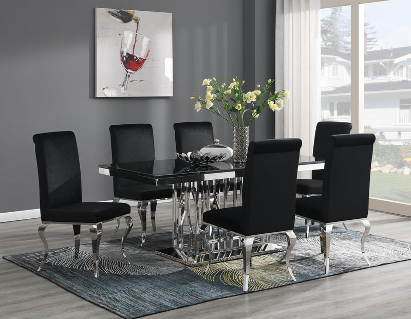 G-081-T-BLACK Dining Table-Black Marble
