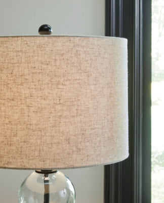Pair of Ashley Furniture Airbal table lamps with textured shades, featuring modern design and neutral tones for stylish home lighting.
