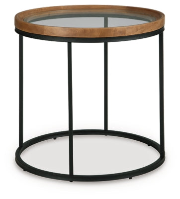 Ashley Furniture Noraluna end table with a sleek design, featuring a wooden surface and modern style.
