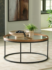 Ashley Furniture Noraluna coffee table, modern cocktail table with a sleek design, shown in a cropped image.