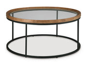 Ashley Furniture Noraluna cocktail coffee table with a sleek, modern design and angled legs, perfect for contemporary living rooms.