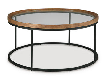 Ashley Furniture Noraluna cocktail coffee table with a sleek, modern design and angled legs, perfect for contemporary living rooms.