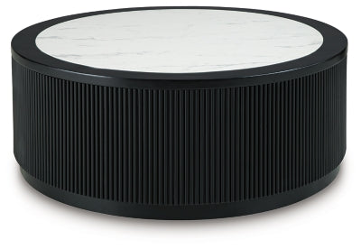 Grayman coffee table by Ashley Furniture, modern cocktail table with a sleek gray finish and contemporary design.