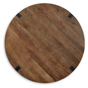 Ashley Furniture Hanneforth cocktail coffee table with a wooden top and sleek legs, modern design for living room decor.