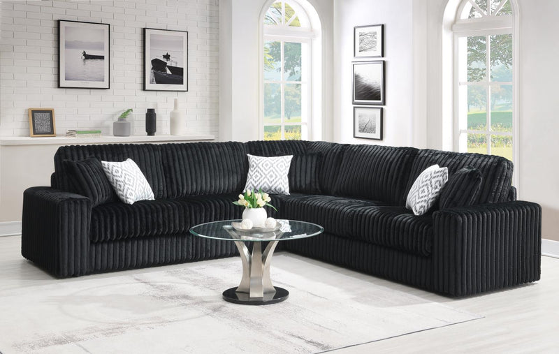 Black Corduroy 3 Pc Sectional