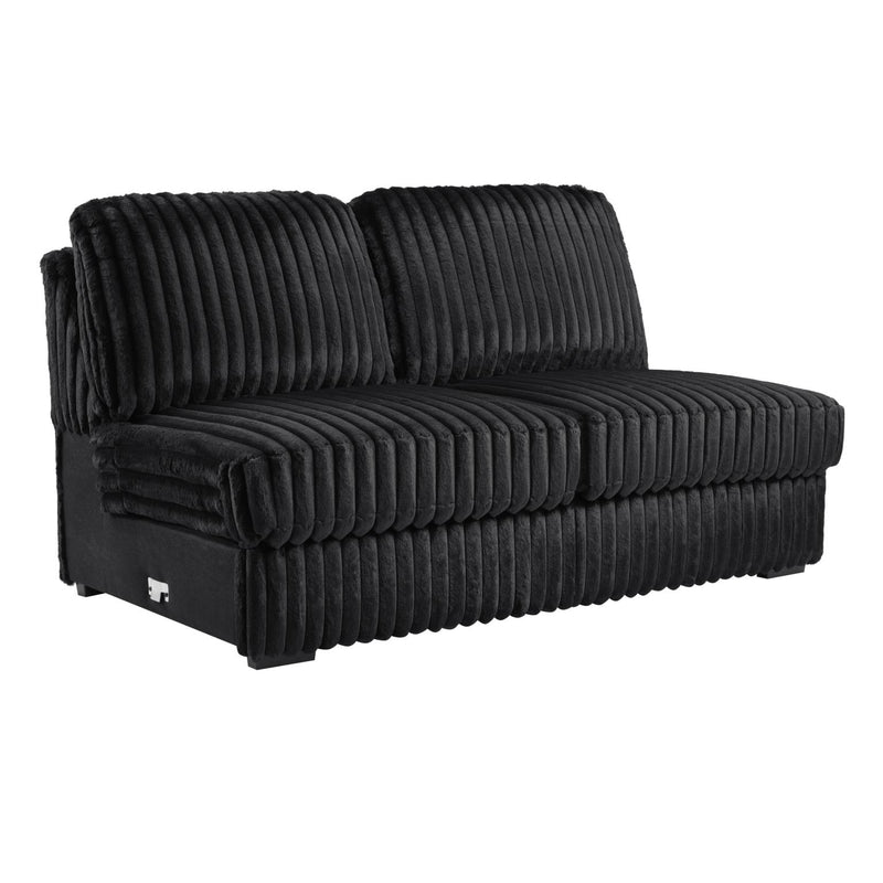 Black Corduroy Power Reclining 4 Pc Sectional W/2 Wireless Charger