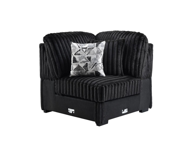 Black Corduroy Power Reclining 4 Pc Sectional W/2 Wireless Charger