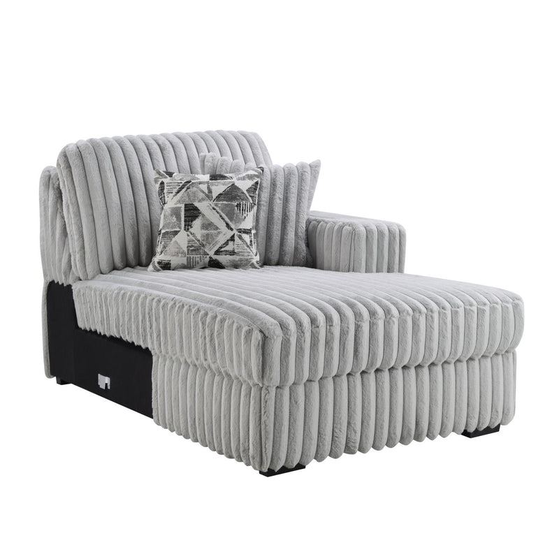 Gray Corduroy Power Reclining 4 Pc Sectional W/2 Wireless Charger