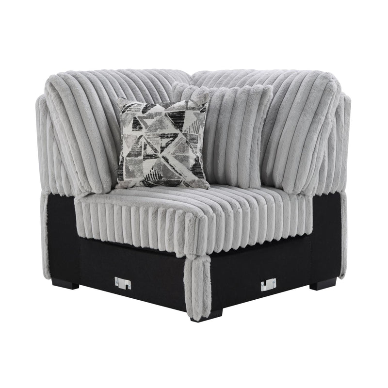 Gray Corduroy Power Reclining 4 Pc Sectional W/2 Wireless Charger