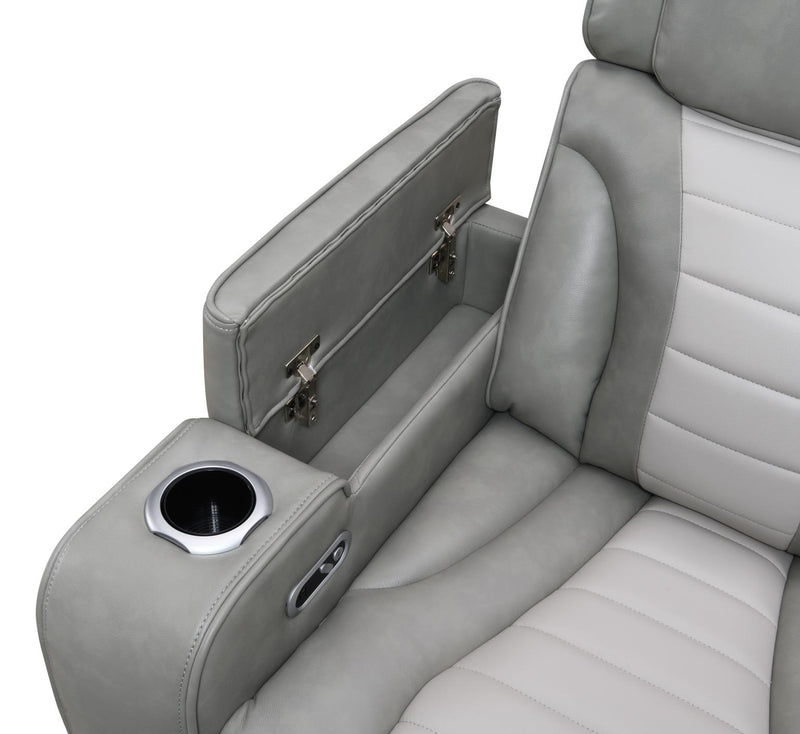 Gray/White Power 3 Pc Sectional W/Bluetooth Speaker, And Wireless Charger