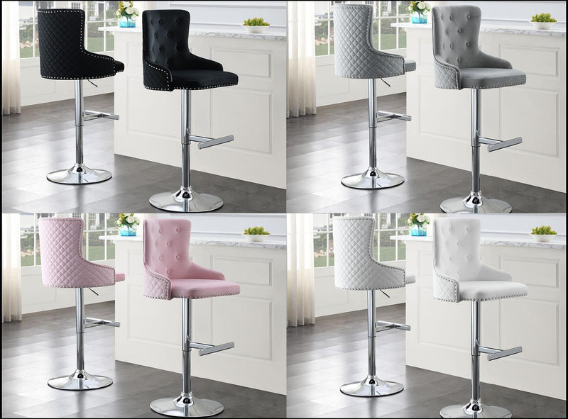 Amelia WHITE VELVET BAR STOOL - ST115-WHT