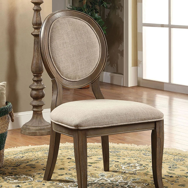 Kathryn Rustic Dark Oak/Beige Side Chair (2/CTN)