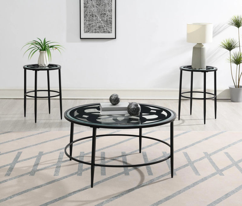 T273 Black Coffee Table-2 End Table