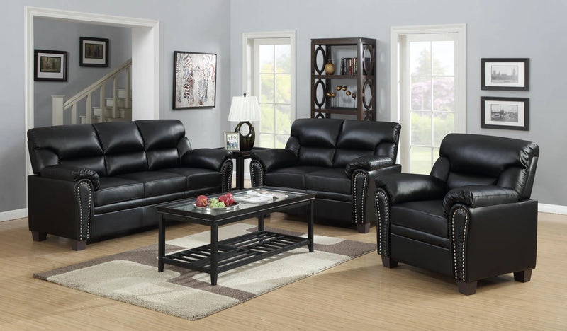 U455 Black Loveseat With Nailhead