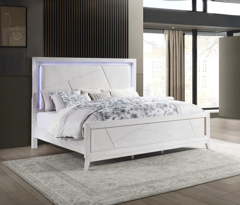 Led King Bed Antique White