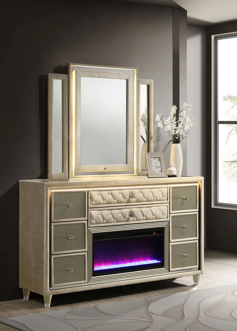 Lorient LED Dresser with LED Mirror and Flame Visualizer
