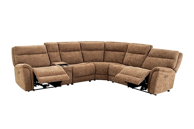 Mattheus Power Sectional with Console + 3 Recliners