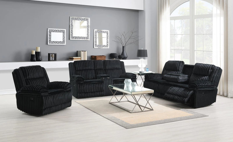 Black Corduroy Motion Loveseat