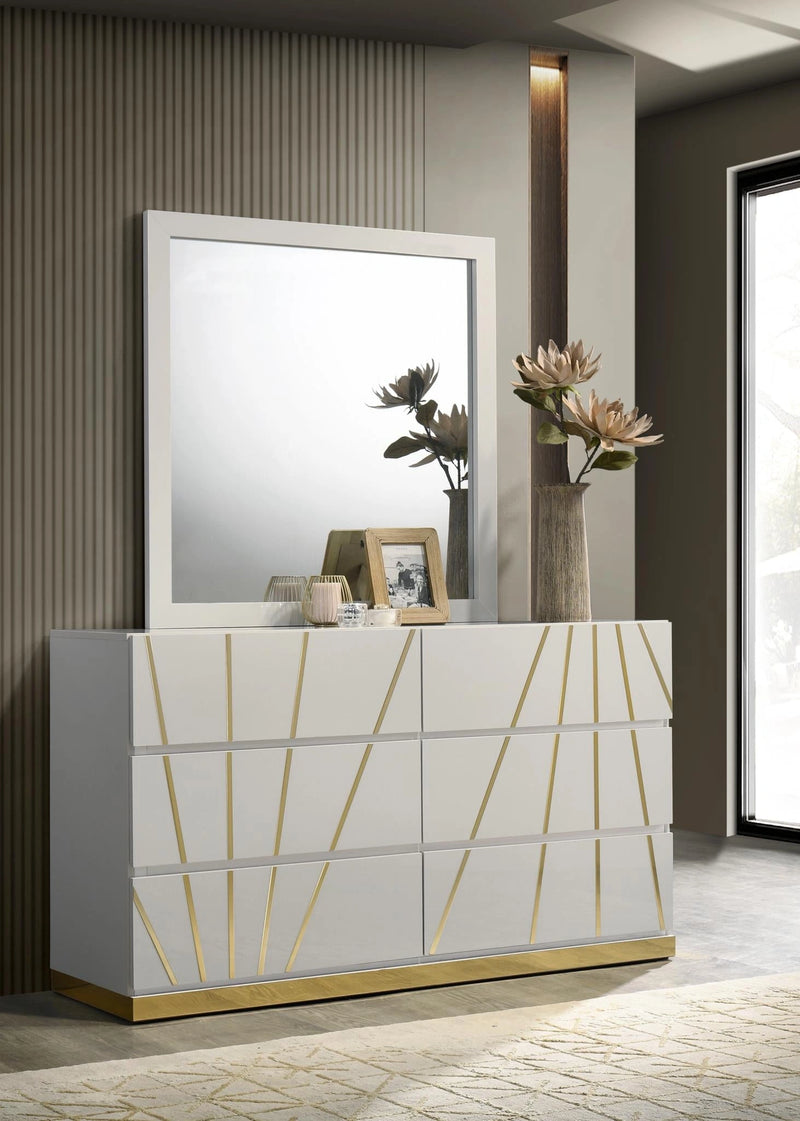 White/Gold Line Dresser