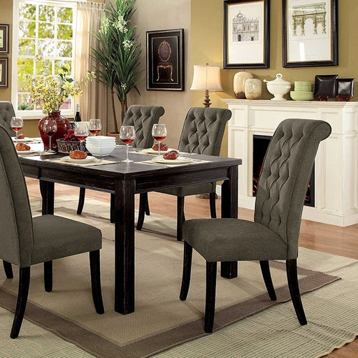 FOA East Sania 7-piece dining table set with table and six matching dining chairs