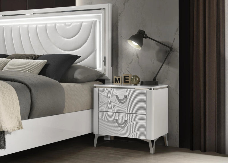 White Bevel Mirror