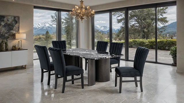 Selsey Dining Table, Black Stone Top