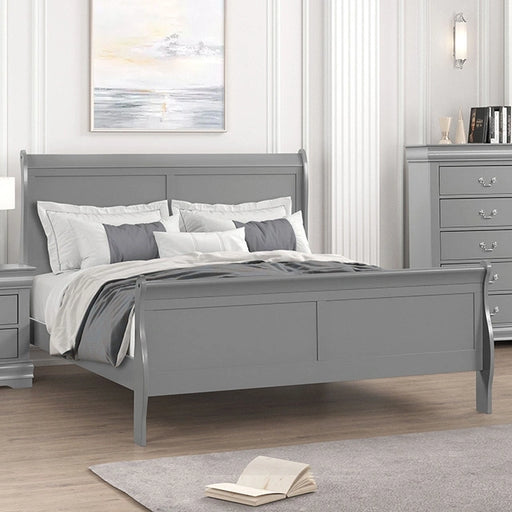 FOA East Louis Philippe bed in black, grey, brown, and white, available in full, twin, and king sizes