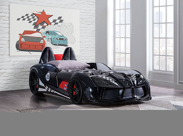 Trackster Bed White, Red,, Black, & Blue